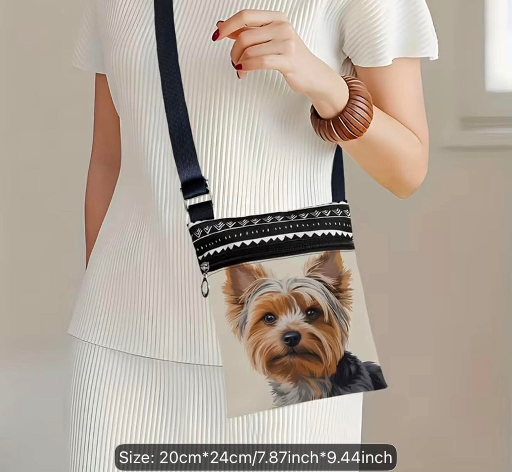 Yorkie Crossbody Bag With Adjustable Strap & Zipper