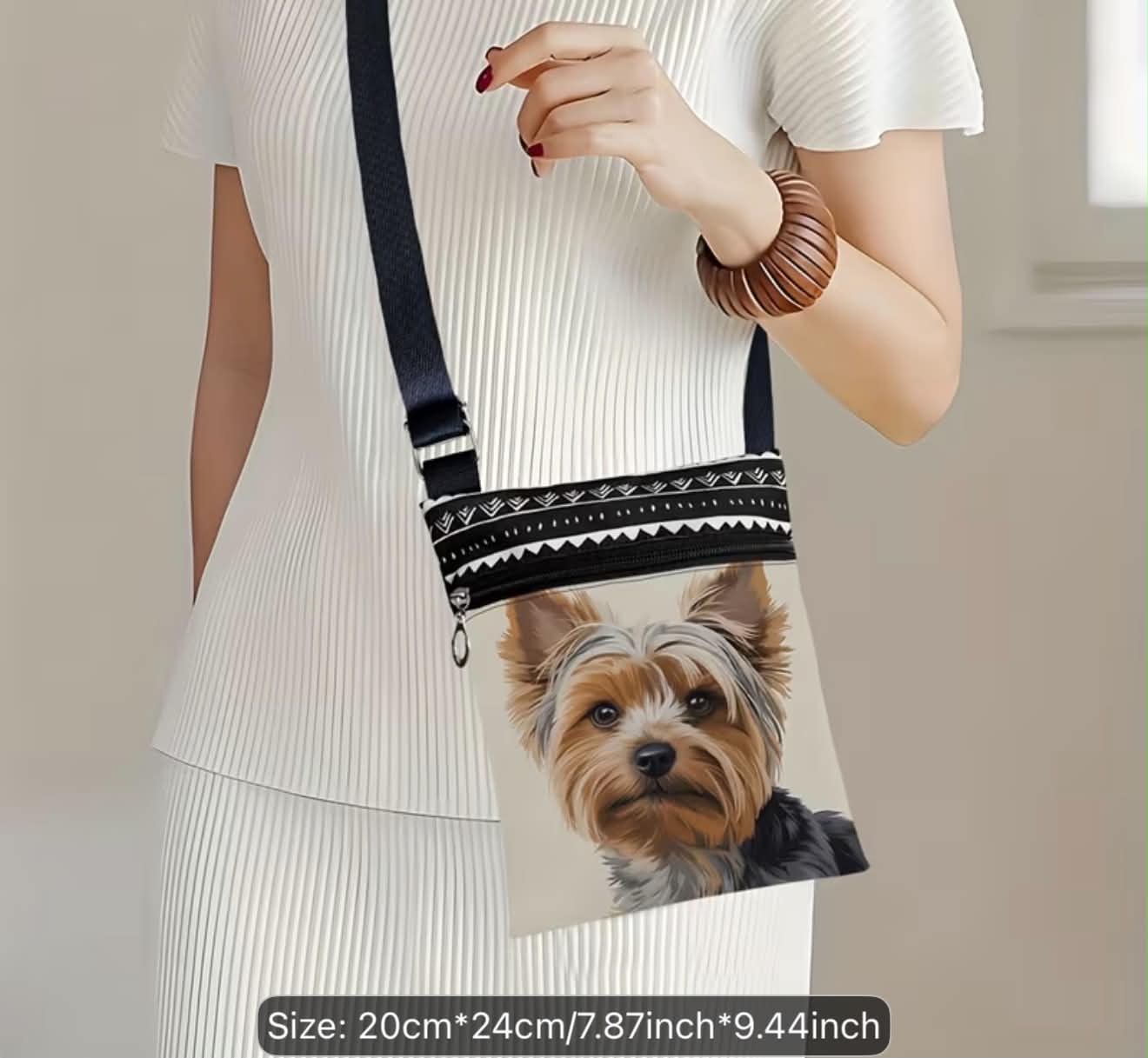 Yorkie Crossbody Bag With Adjustable Strap & Zipper