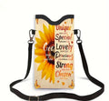 Faith & Beauty Small Sunflower Crossbody Purse Double-Sided Print 7" X 3.7"