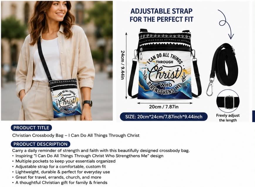 Christian Crossbody Bag I Can Do All Things Through Christ