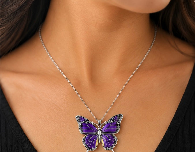 Purple Butterfly Necklace