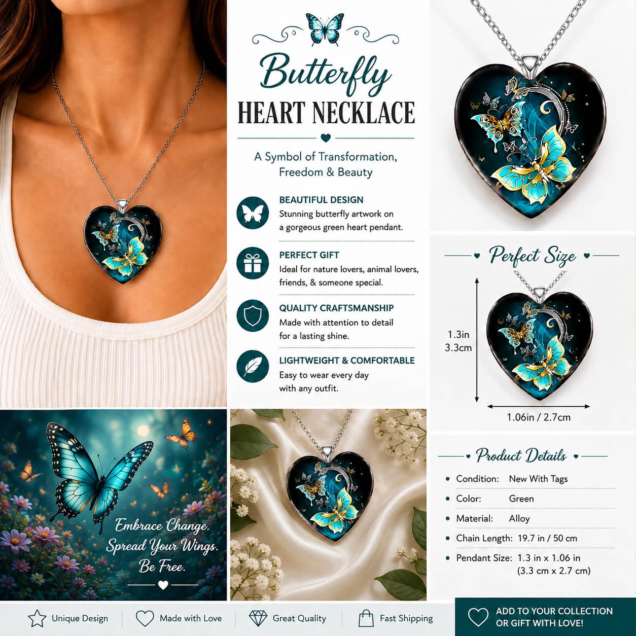 Butterfly heart Necklace