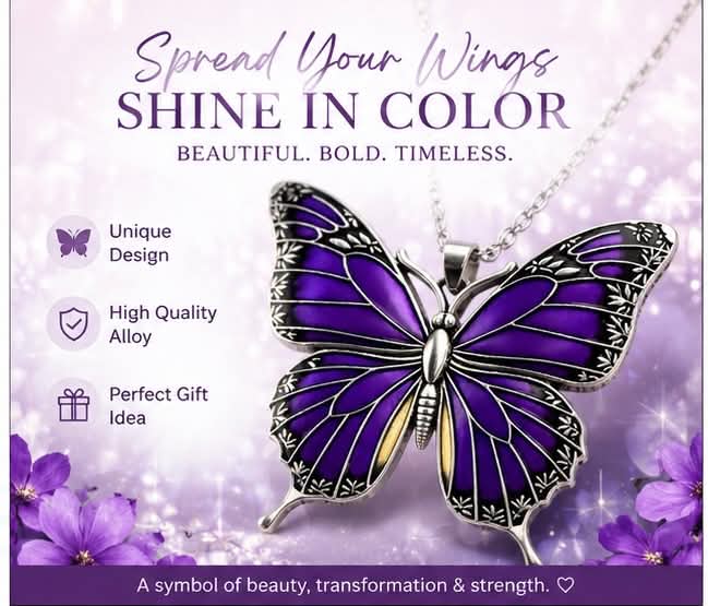 Purple Butterfly Necklace
