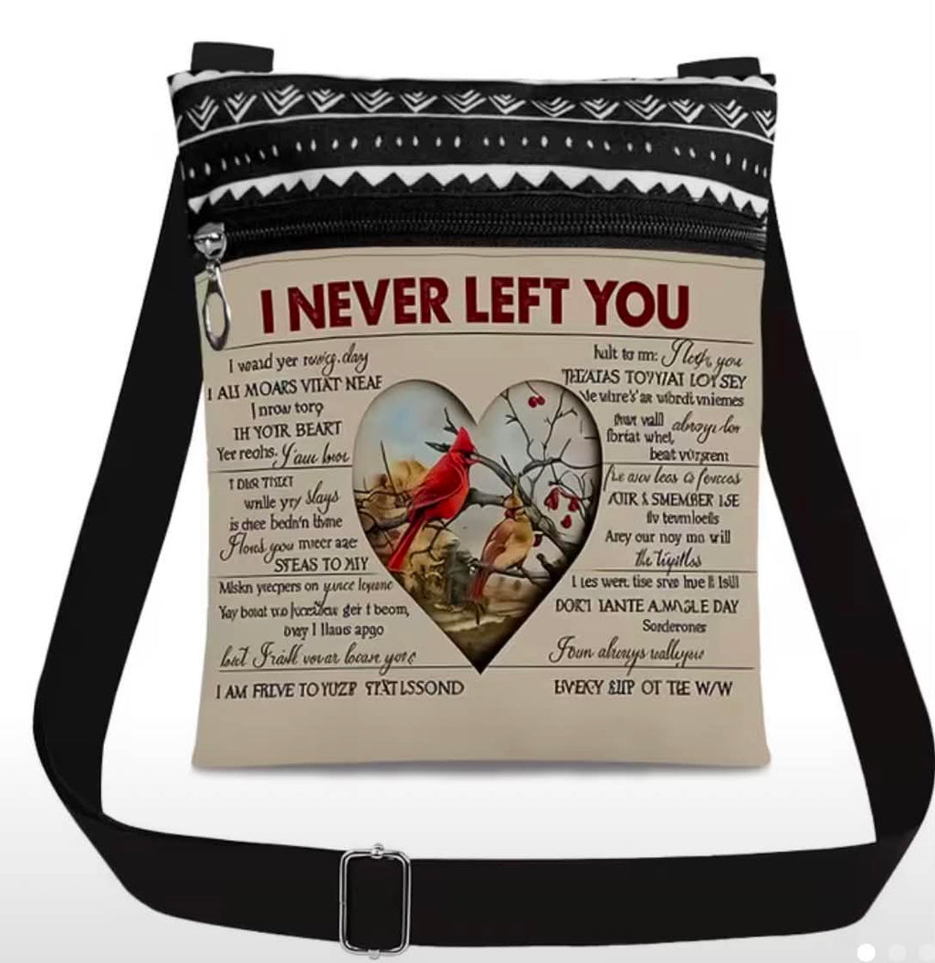 "I Never Left You" Cardinal-Inspired Crossbody Bag Multiple Pockets