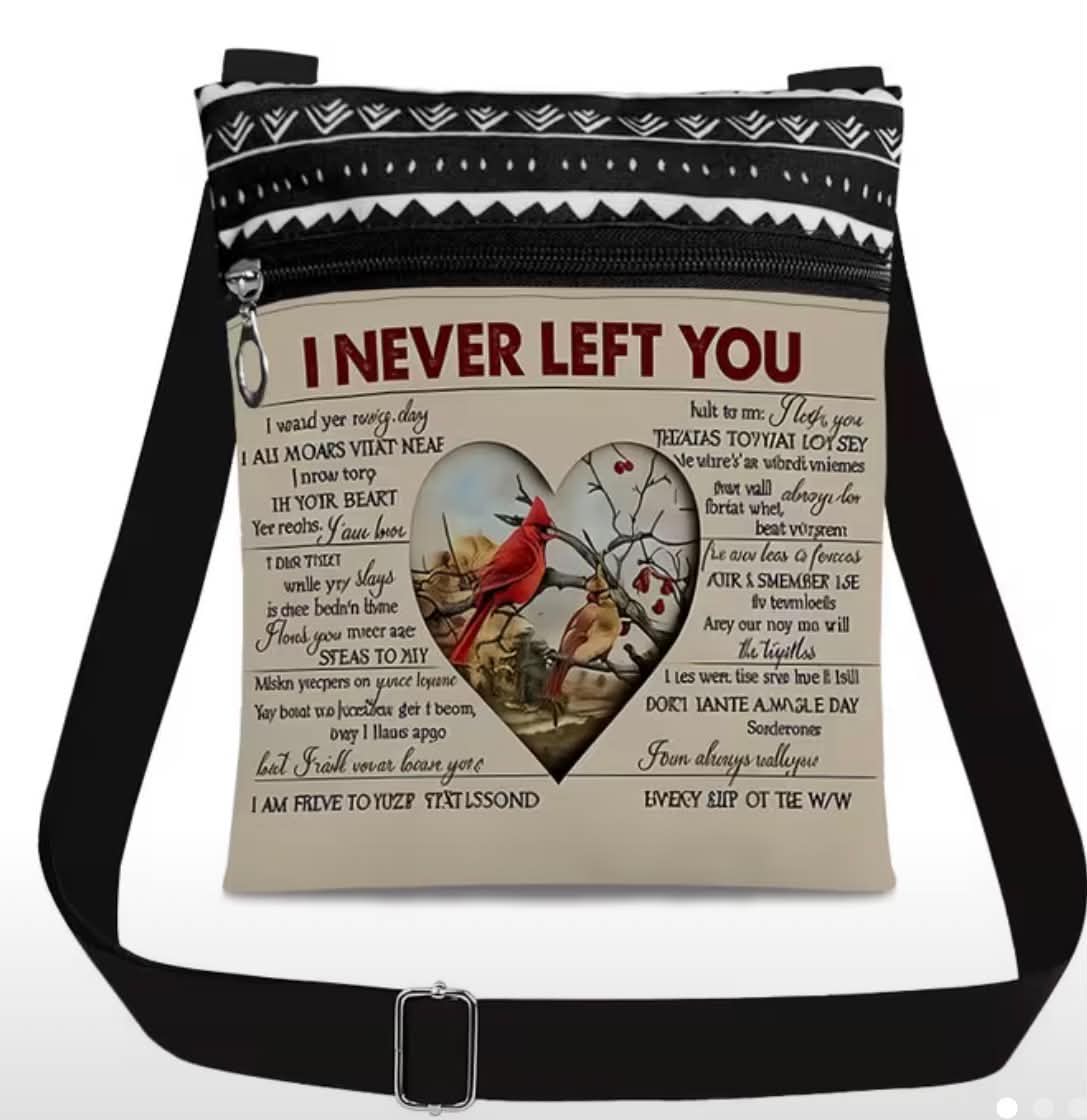 "I Never Left You" Cardinal-Inspired Crossbody Bag Multiple Pockets