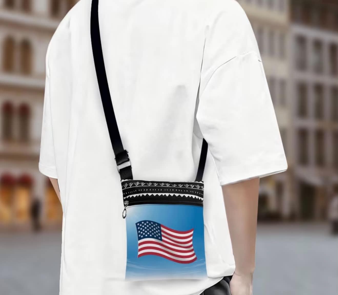 American Flag Crossbody Bag for Women & Men – Adjustable Shoulder Strap Small Travel Messenger Bag with Zipper Pocket, Patriotic USA Design