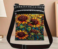 Sunflowers & Sunshine Stained Glass Crossbody Bag With Adjustable Strap Lightweight & Durable Boho Design