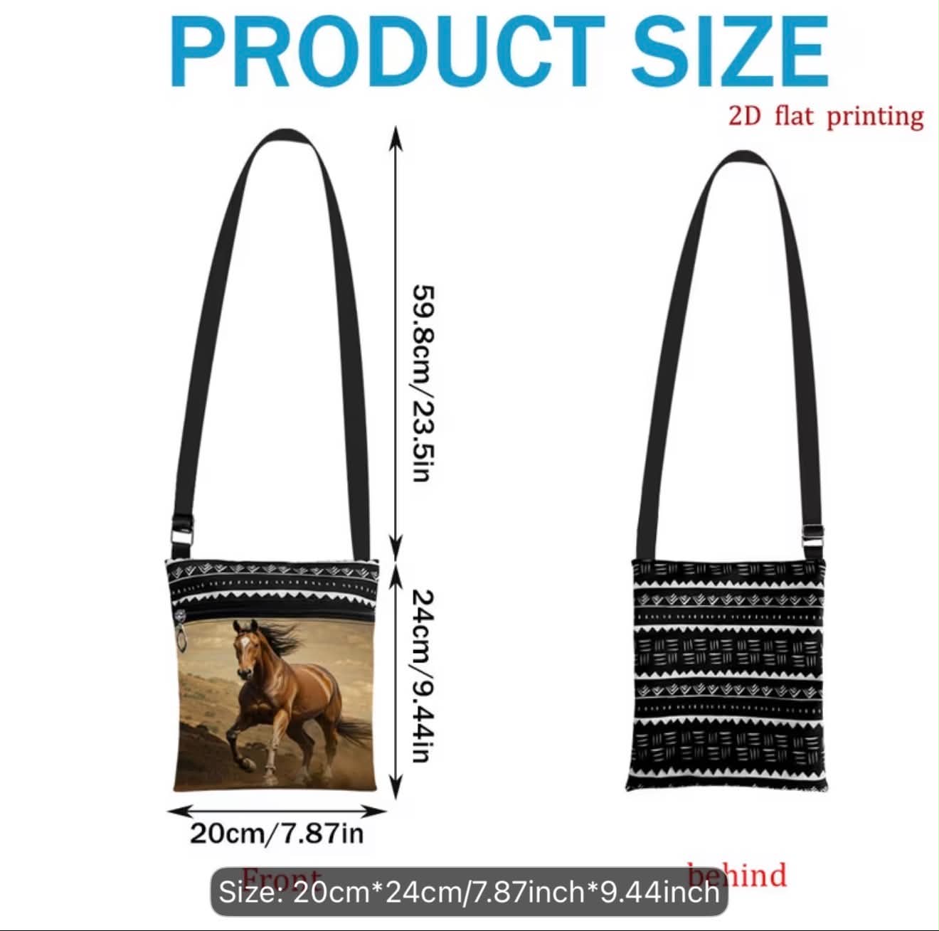 Small Crossbody Purse Running Horse