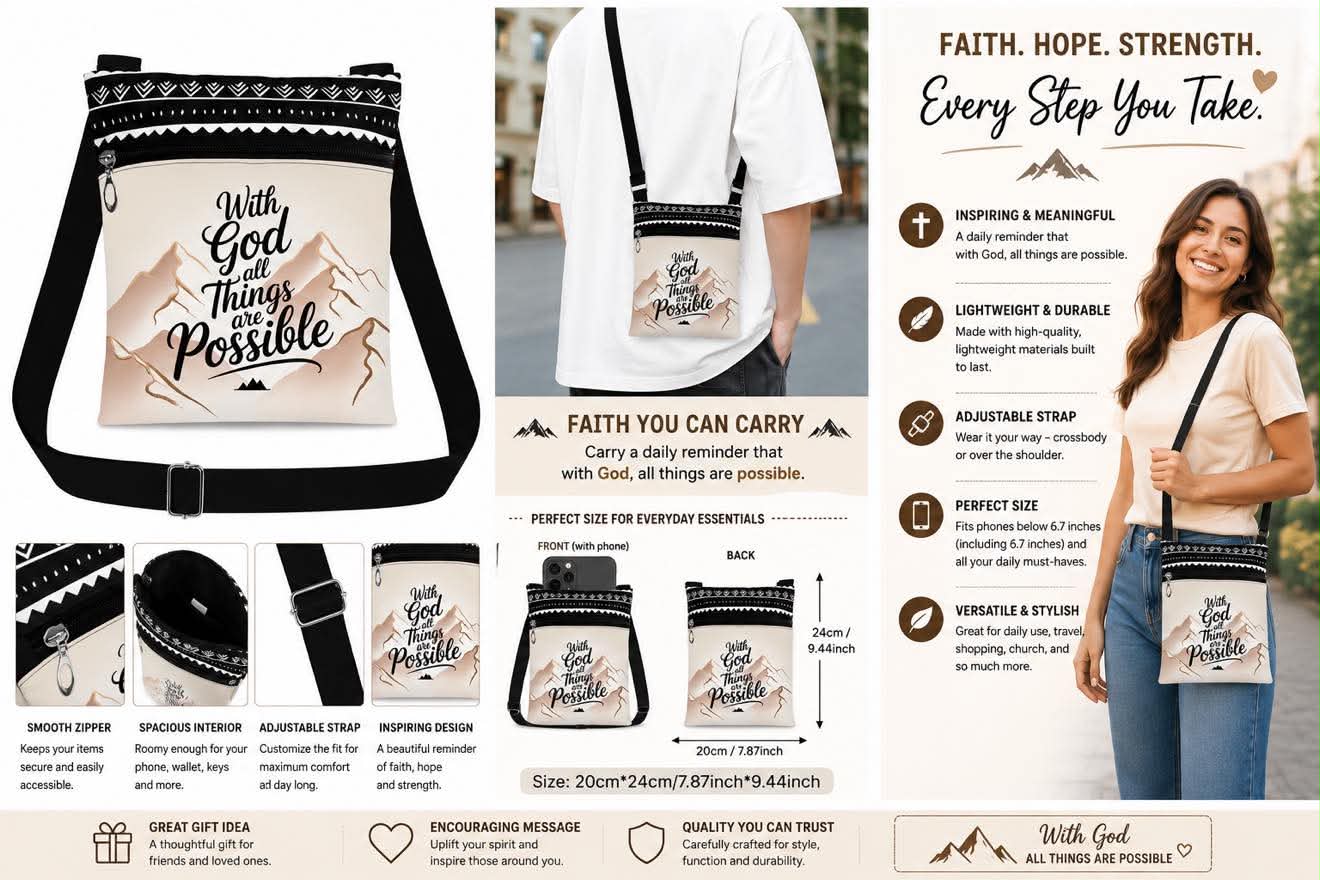 Faith Hope Strength Every Step You Take Crossbody Bag