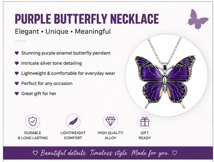 Purple Butterfly Necklace