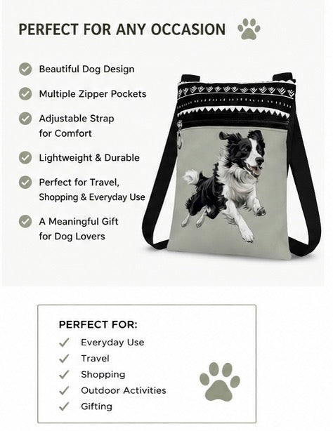 Dog Crossbody Bag Lightweight Shoulder Bag with Multiple Pockets