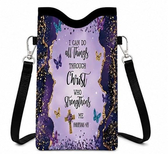 Inspirational Crossbody Phone Bag I Can All Things Through Christ