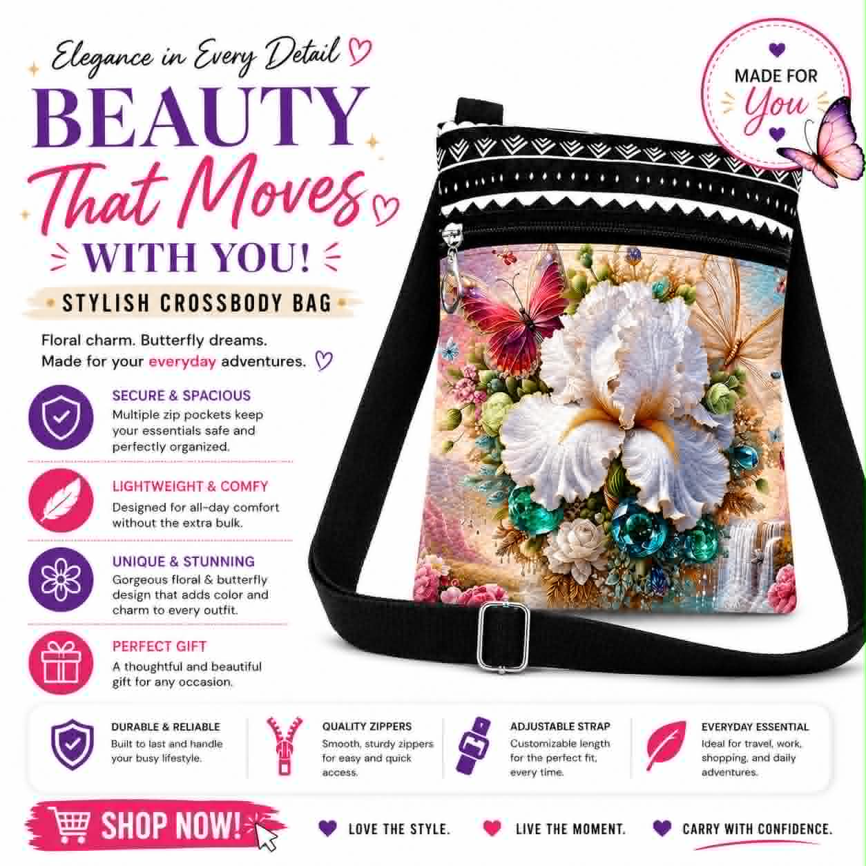 Butterfly Floral Crossbody Phone Bag