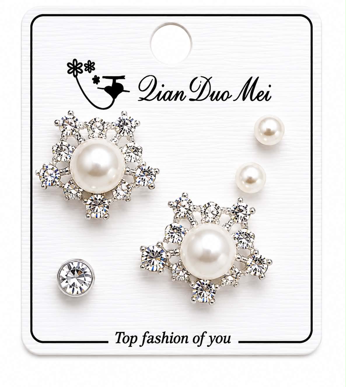 Elegant Pearl & Crystal Earring Set