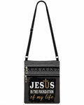 Jesus Is the Foundation of My Life Crossbody Bag Christian Faith-Inspired Purse