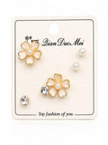 Elegant Floral & Pearl Earring Set