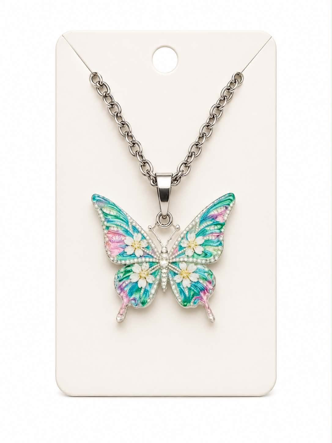 Pastel Butterfly Pendant Necklace