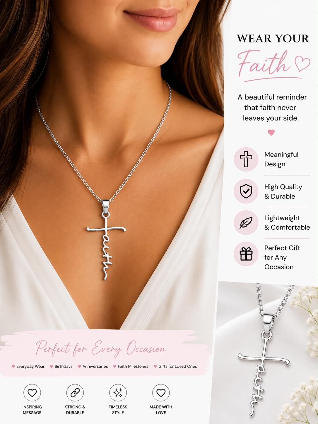 Faith Cross Necklace for Women