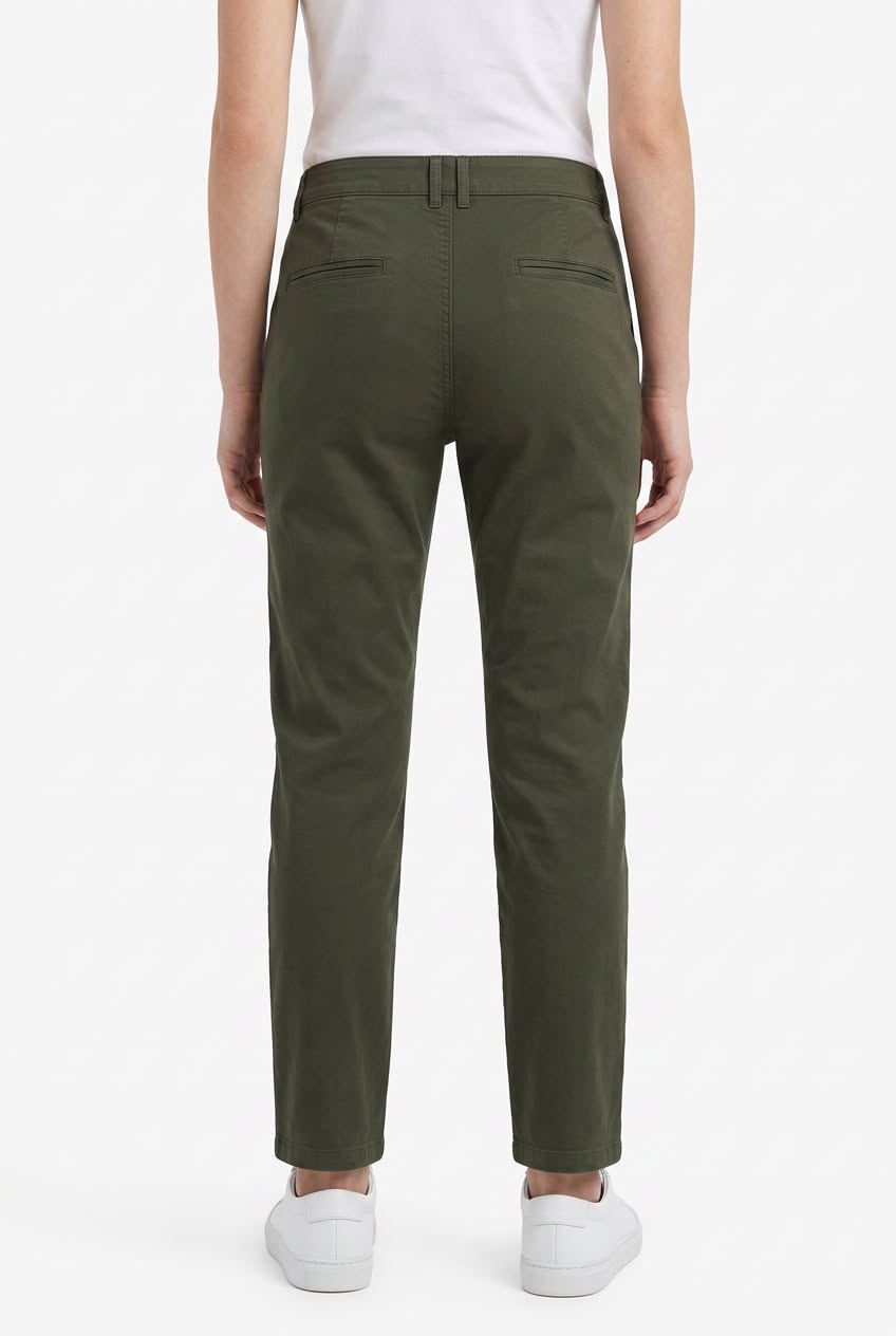 Ava & Viv Women’s Straight-Leg Stretch Chino Pants – Size 26W – Olive Green