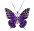 Purple Butterfly Necklace Elegant Statement Pendant
