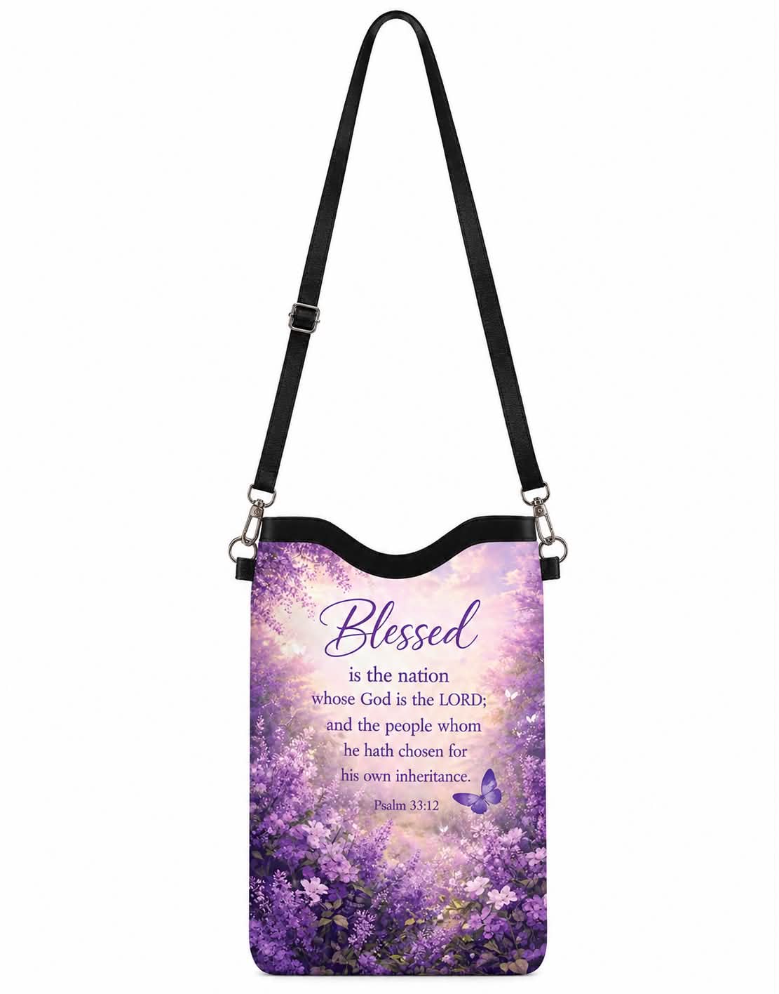 Blessed Psalm 33:12 Phone Crossbody Bag Inspirational Christian Purse