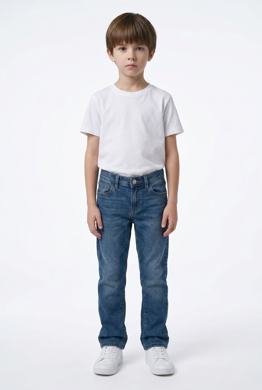 Boys Classic Straight-Leg Blue Denim Jeans
