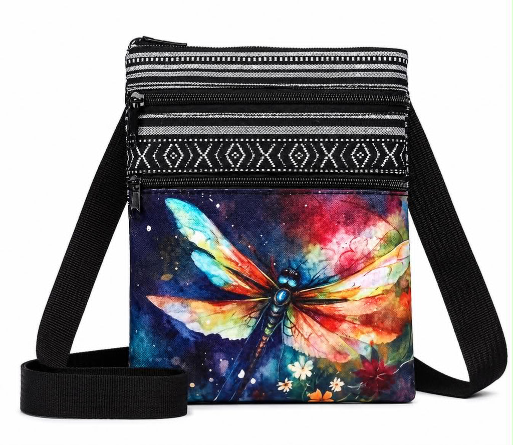 Dragonfly Multicolored Crossbody Purse