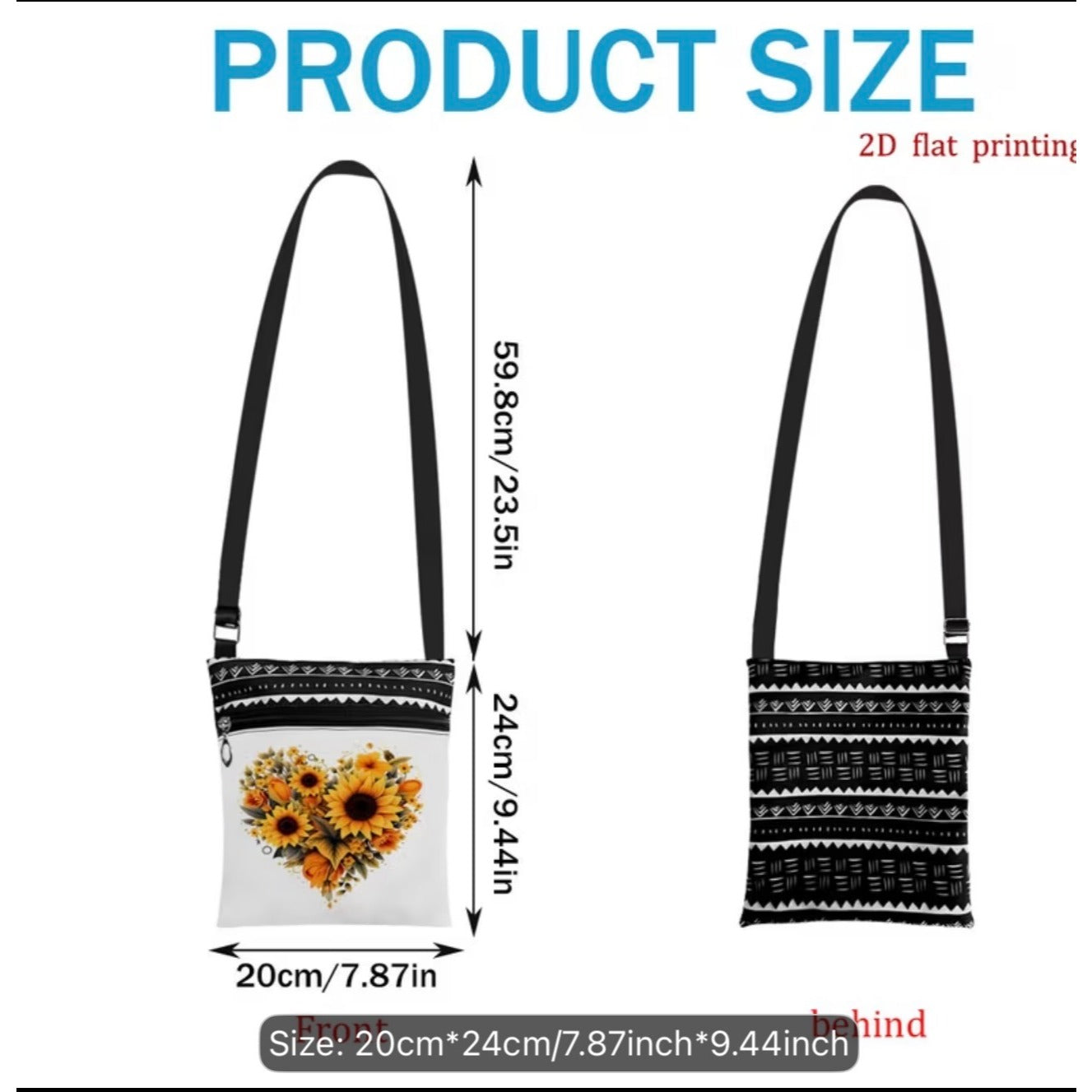 Sunflower Women Crossbody Bag with Adjustable Strap