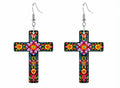Floral Cross Dangle Earrings