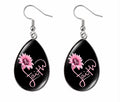 Faith Pink Ribbon Teardrop Dangle Earrings