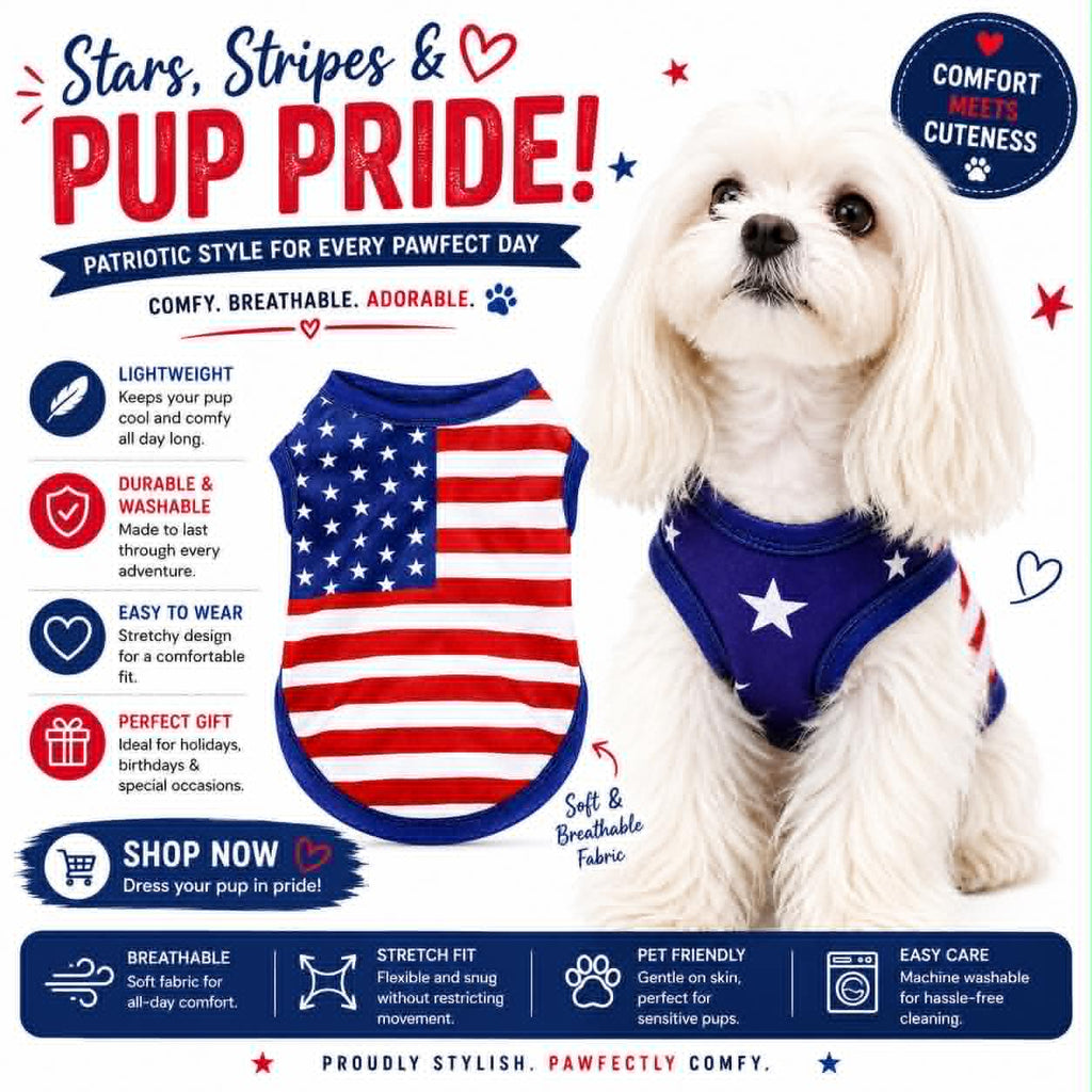 Stars Stripes & Pup Pride XS Dog Vest