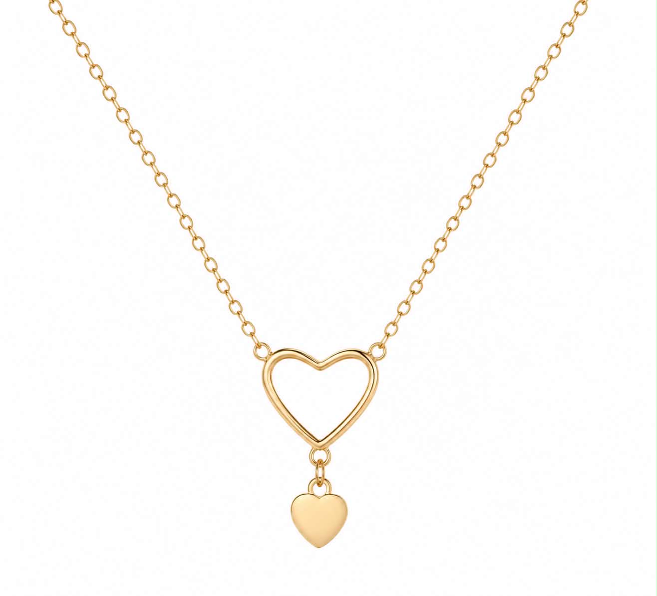 Gold Heart Pendant Necklace for Women Minimalist Open Heart Charm Necklace