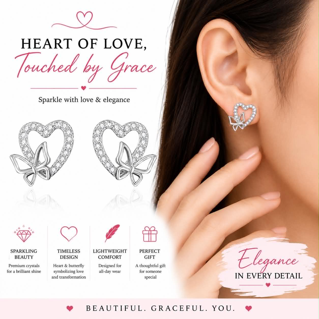 Heart Of Love Touched By Grace Earrings