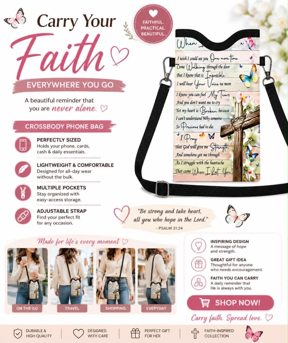 Cross Inspirational Crossbody phone Bag