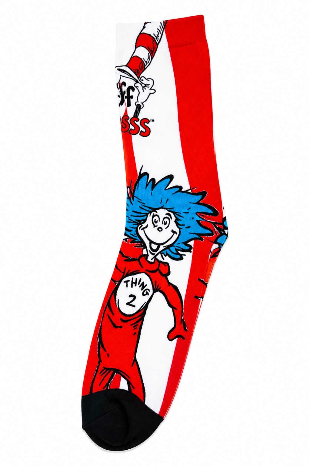 Dr. Seuss Thing 2 Crew Socks Colorful Novelty Socks Fun Character Socks for Kids and Adults