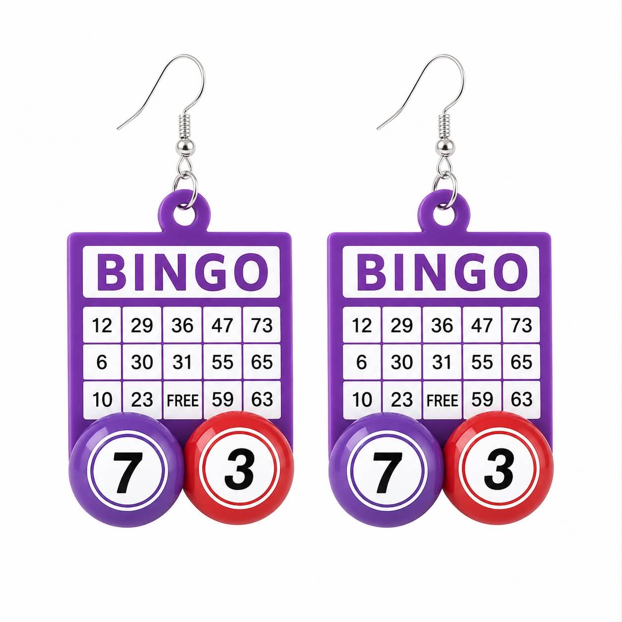 Purple Bingo Card Earrings Fun Bingo Lover Gift
