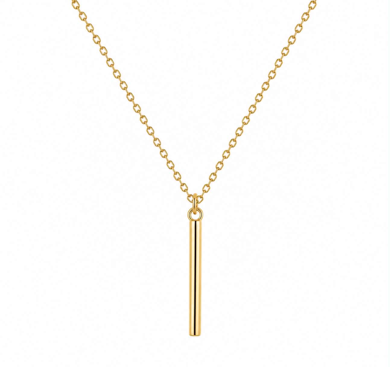 Minimalist Gold Bar Pendant Necklace for Women