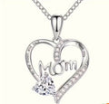 Mom Clear Pendant Silver Chain Necklace