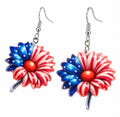 Patriotic Flower Dangle Earrings