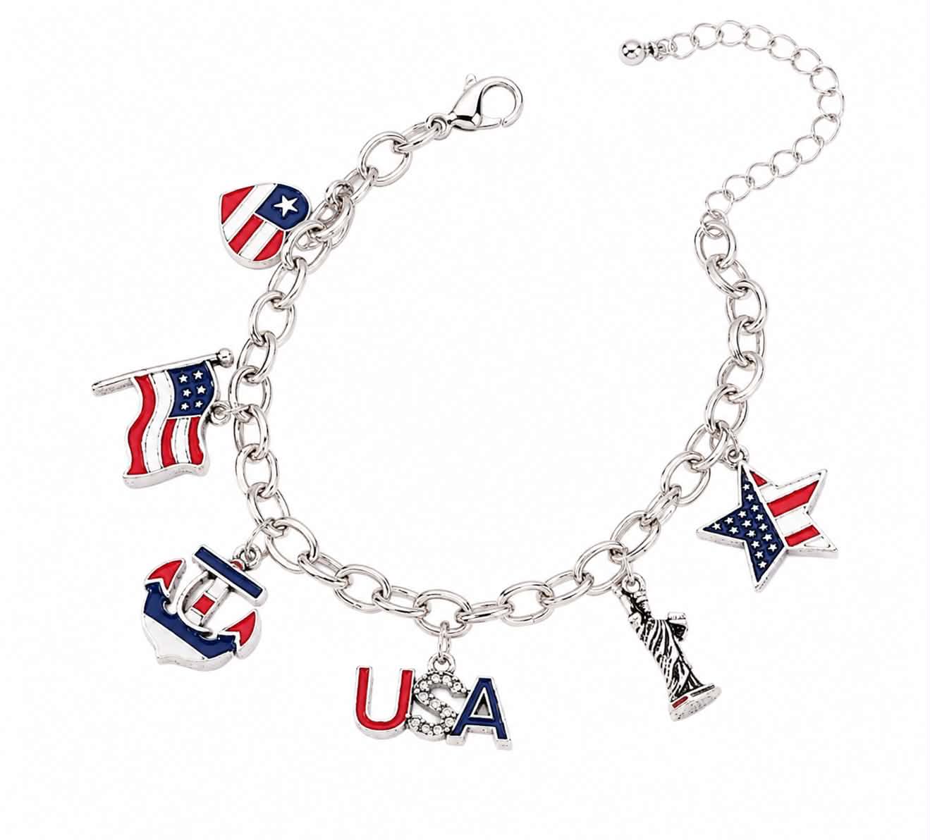 Patriotic USA Charm Bracelet for Women