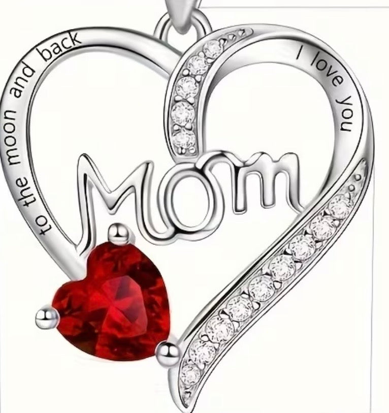 Mom red pendant necklace