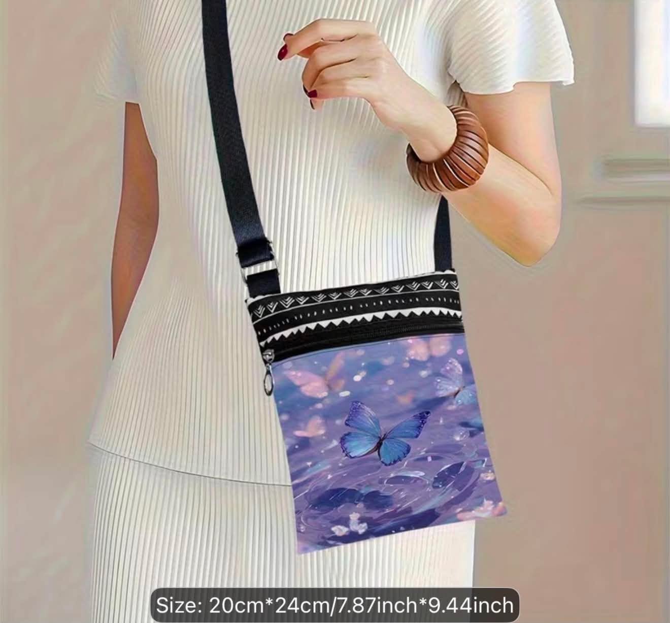 Small Crossbody Bag Purple Butterfly