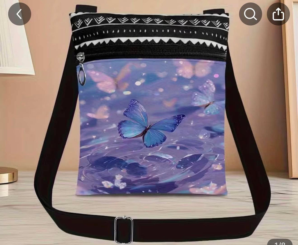 Small Crossbody Bag Purple Butterfly