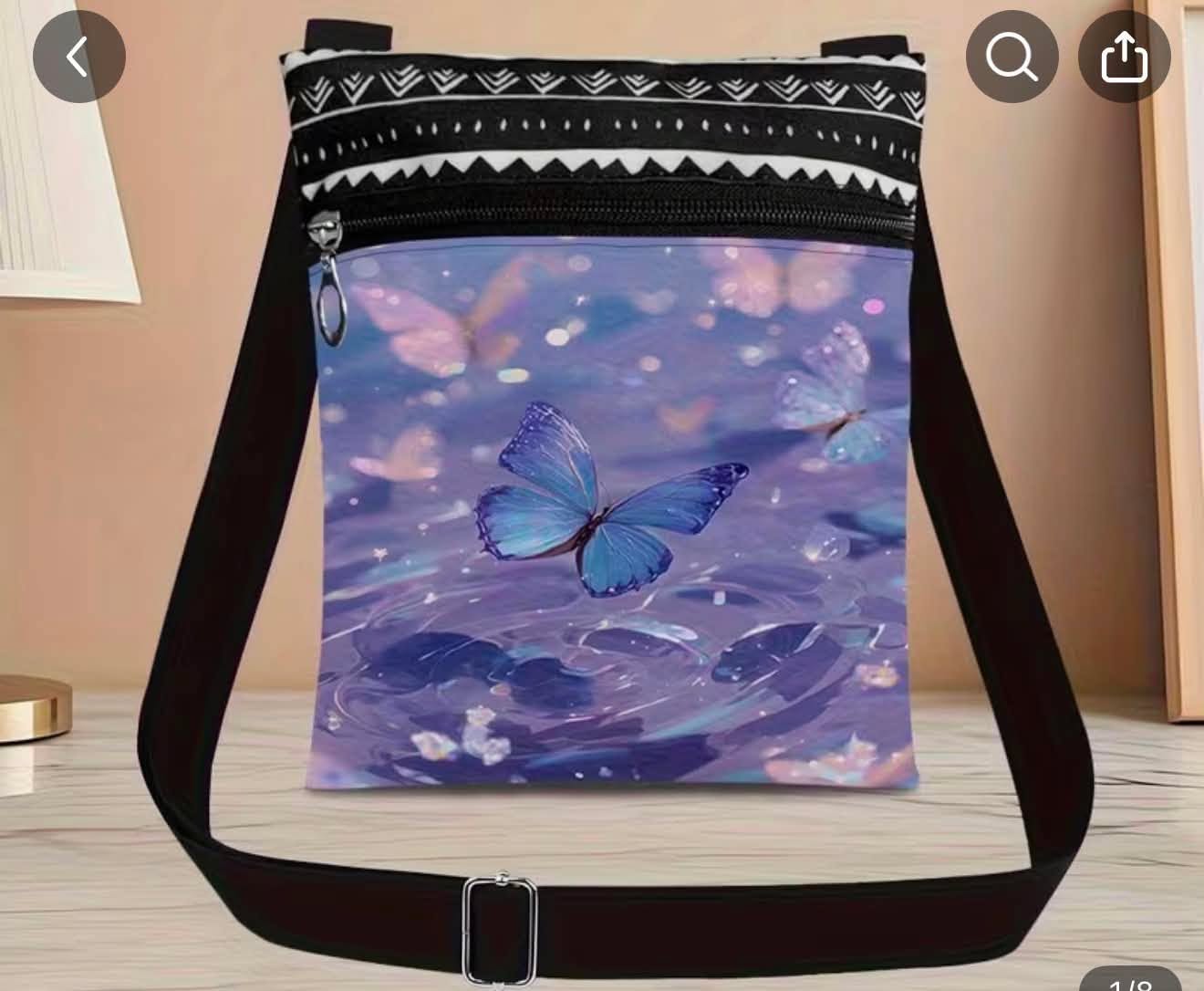 Small Crossbody Bag Purple Butterfly