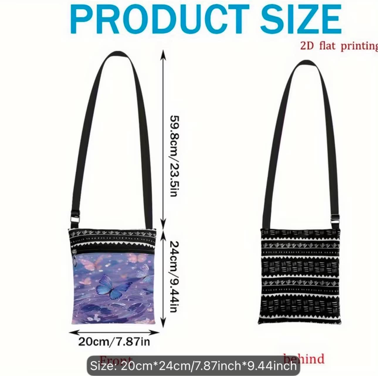 Small Crossbody Bag Purple Butterfly