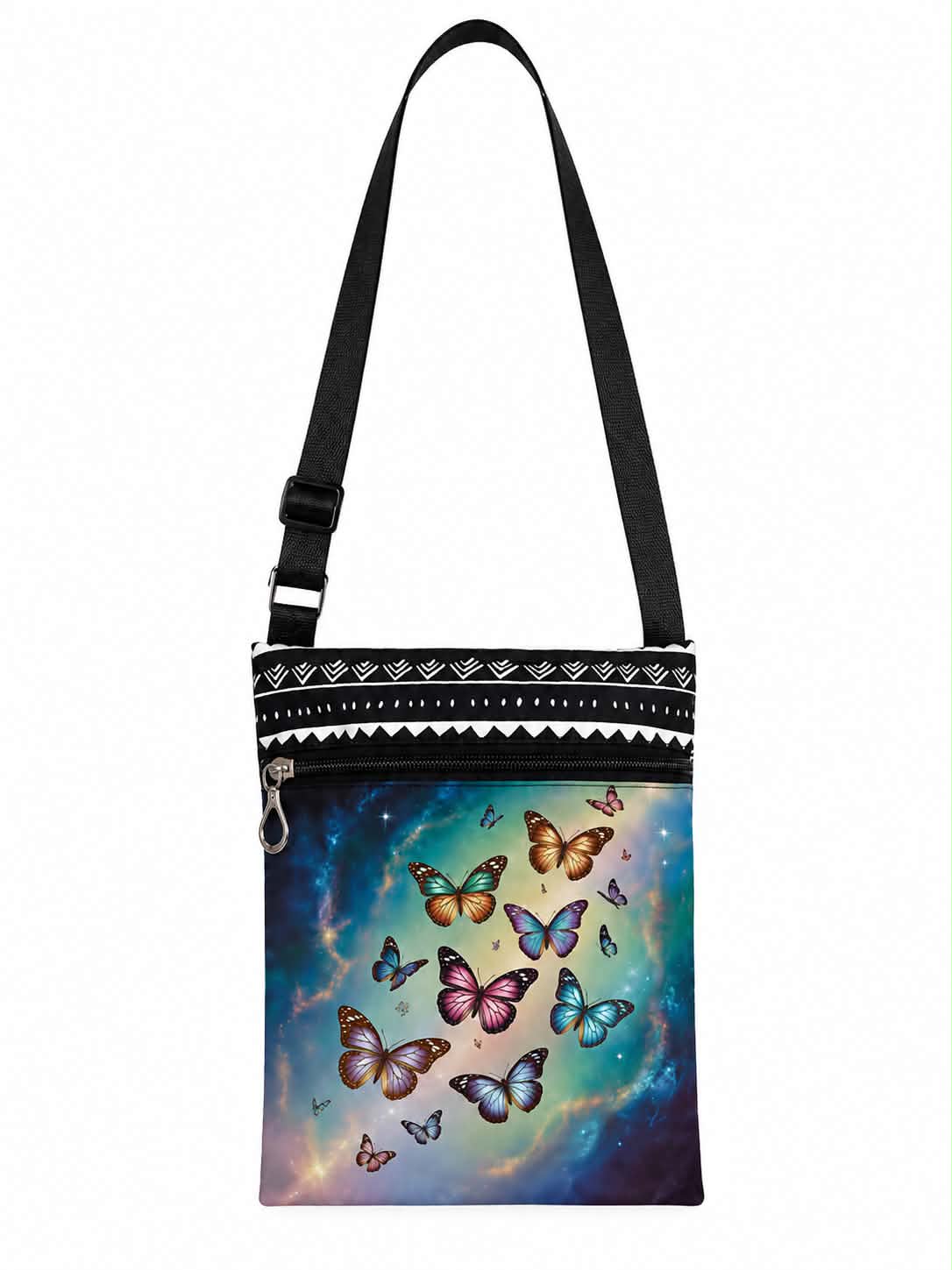 Butterfly Crossbody Phone Bag Colorful Galaxy Print Travel Purse